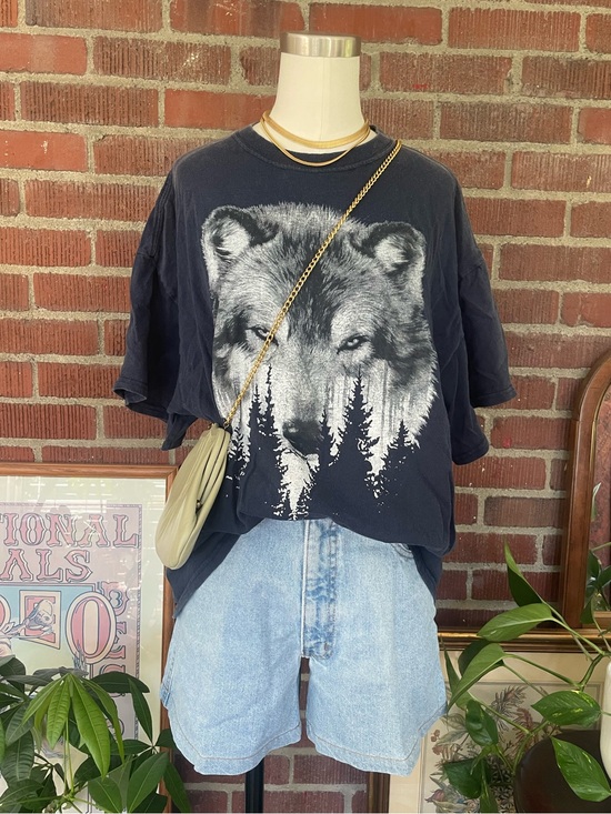 Vintage Other - blue graphic wolf tee